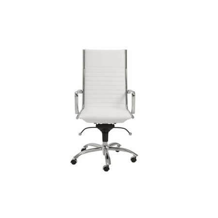HOMEROOTS 26.38 x 25.60 x 45.08 in. High Back Office Chair with Chromed Steel Base, White 370522